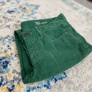 J.Crew Green Cords, Size 26 regular